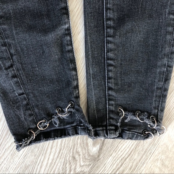 Zara Black Acid Washed Studded Jeans Denim US 4 - Picture 4 of 6